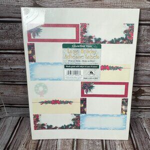 AMPAD 72 Large Holiday Adhesive Labels 1 1/4" x 3 3/4" Inkjet Laser Printer NEW